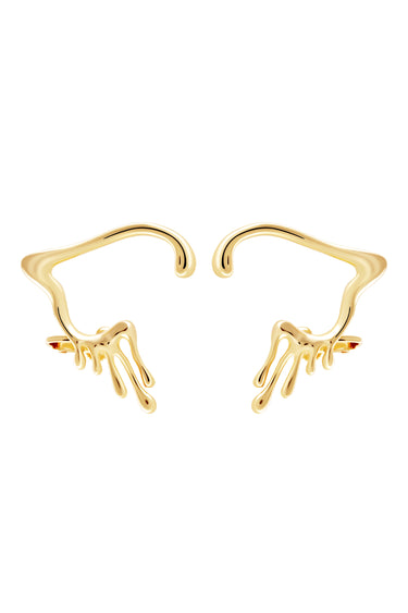 ELIXIR Ear Cuffs. Melting flows design, screw-back ear cuffs, no piercings needed. 18K gold vermeil, handmade, hypoallergenic, water-resistant